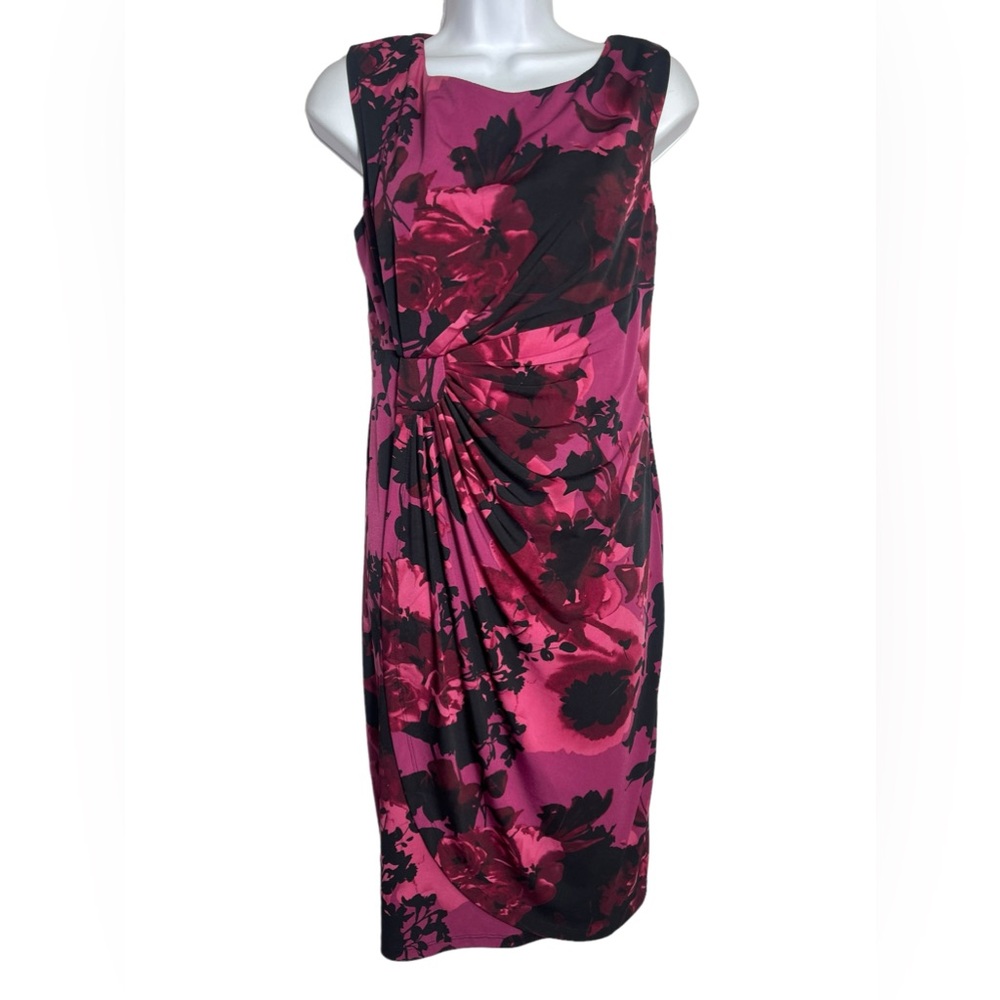 Connected Apparel Dress size 10 stunning mulberry pink floral sleeveless dress 🩷